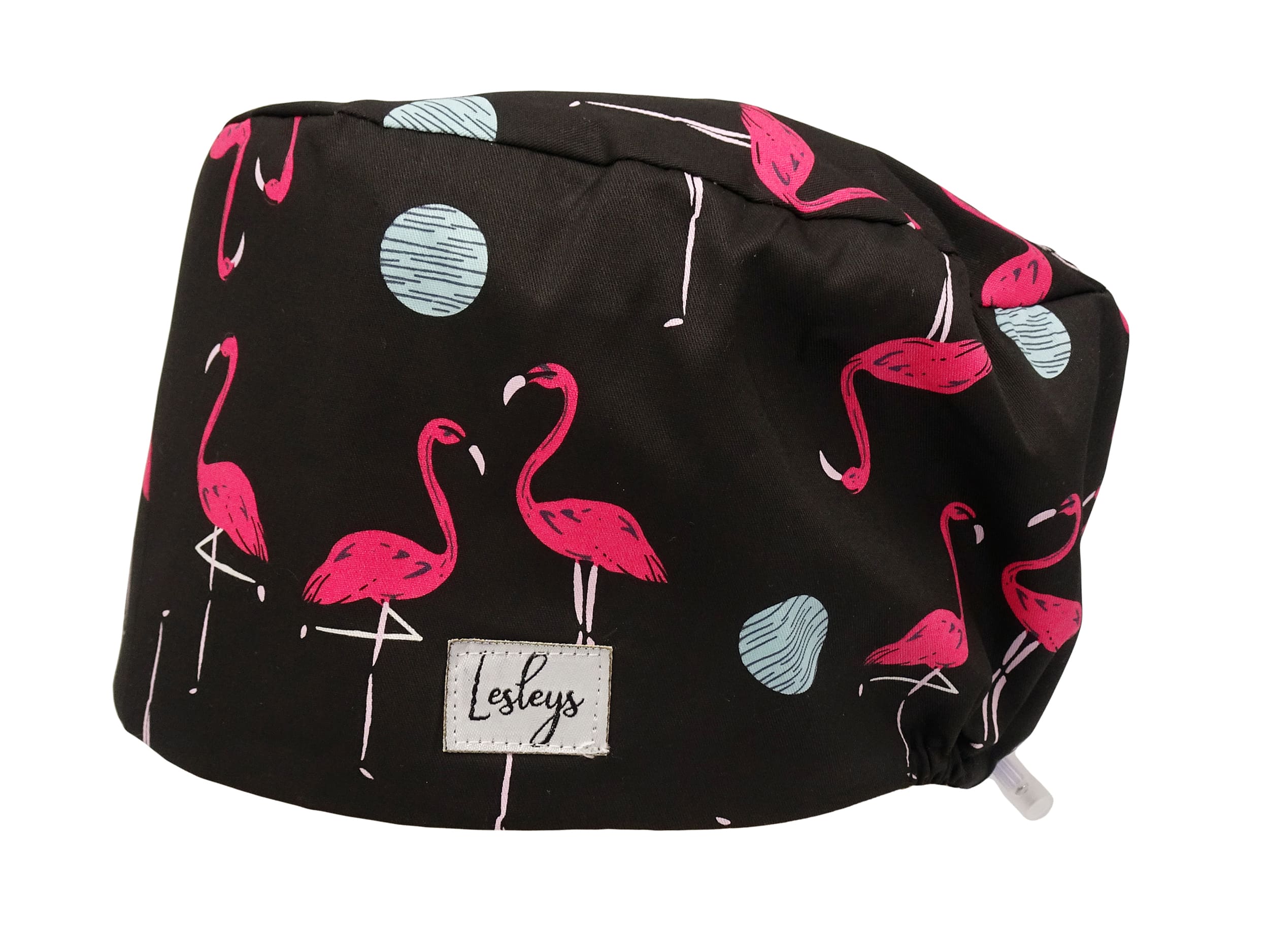 Komfort Stoff OP-Haube Flamingos für lange Haare aus Baumwolle - Lesleys