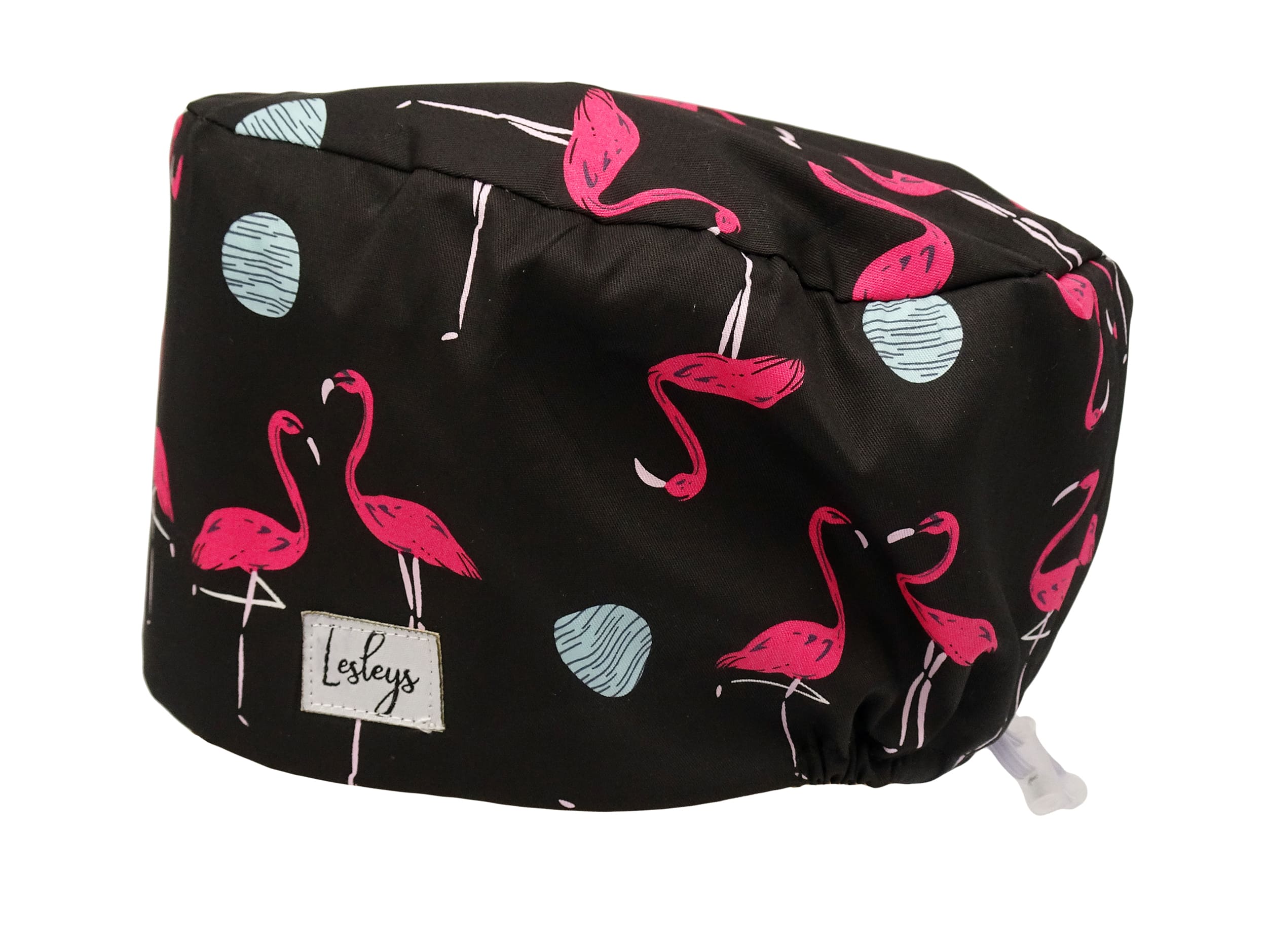 Komfort Stoff OP-Haube Flamingos für lange Haare aus Baumwolle - Lesleys