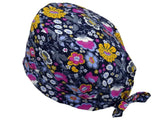 Lesleys OP-Haube für lange Haare Fuchsia Schwarz - Stoff OP-Haube aus 100% Baumwolle