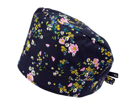 Lesleys OP-Haube für lange Haare Chrysantheme - Stoff OP-Haube aus 100% Baumwolle
