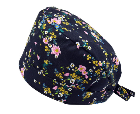 Lesleys OP-Haube für lange Haare Chrysantheme - Stoff OP-Haube aus 100% Baumwolle