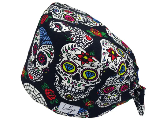 Bandana Stoff OP-Haube Muertos Schwarz für kurze Haare aus Baumwolle - Lesleys