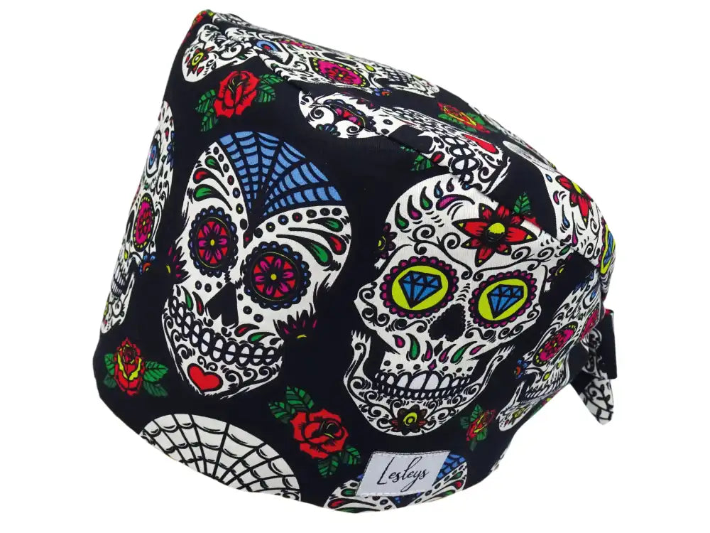 Bandana Stoff OP-Haube Muertos Schwarz für kurze Haare aus Baumwolle - Lesleys