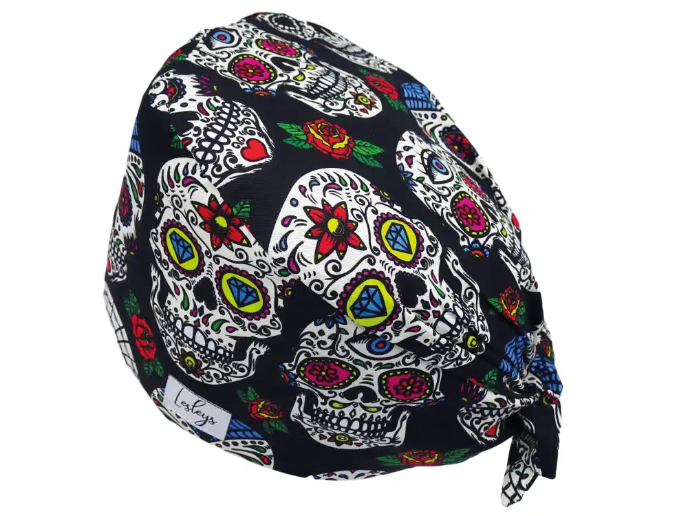 Bandana Stoff OP-Haube Muertos Schwarz für kurze Haare aus Baumwolle - Lesleys