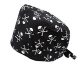 Lesleys OP-Haube für lange Haare Skulls - Stoff OP-Haube aus 100% Baumwolle