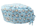 Stoff OP-Haube Zähnchen Blau aus Baumwolle - Kurze Haare