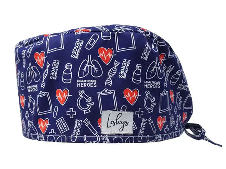 Stoff OP-Haube aus Baumwolle Healthcare Heroes. Auch für Lange Haare mit Zahnarzt Motiv