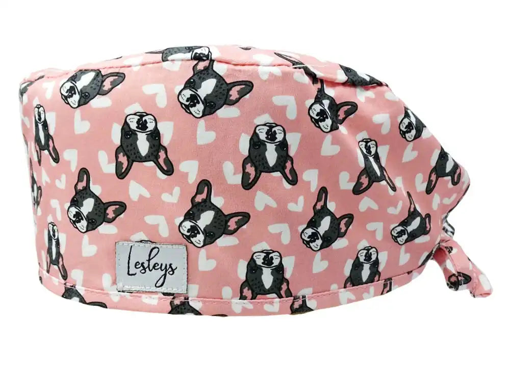 Stoff OP-Haube Pink Mops aus Baumwolle - Kurze Haare