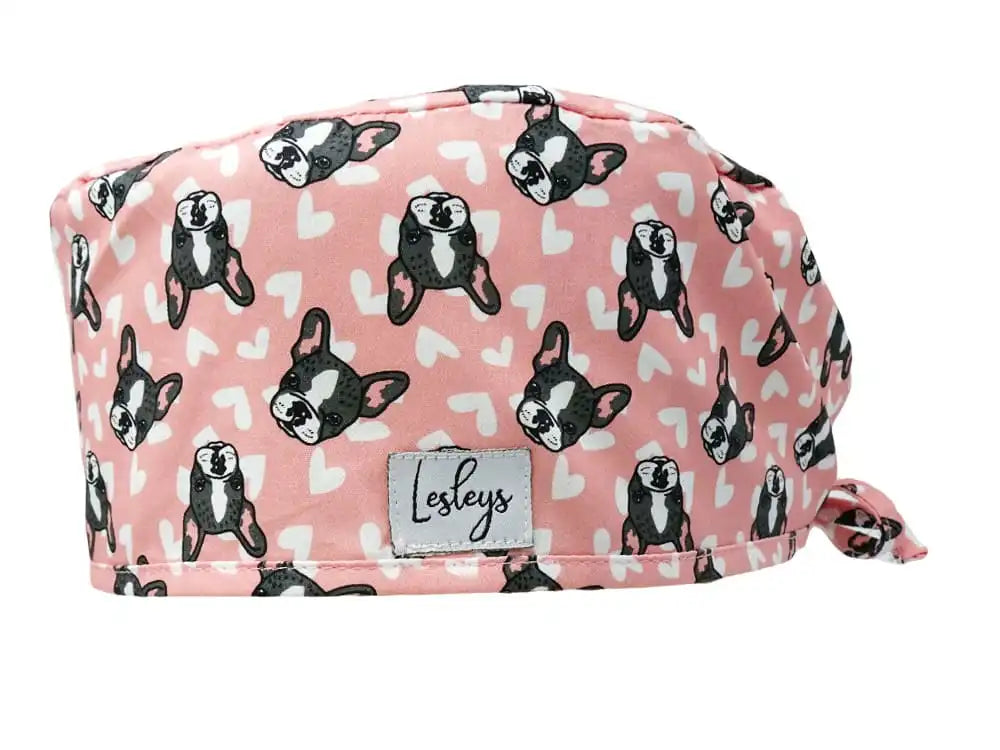Stoff OP-Haube Pink Mops aus Baumwolle - Kurze Haare