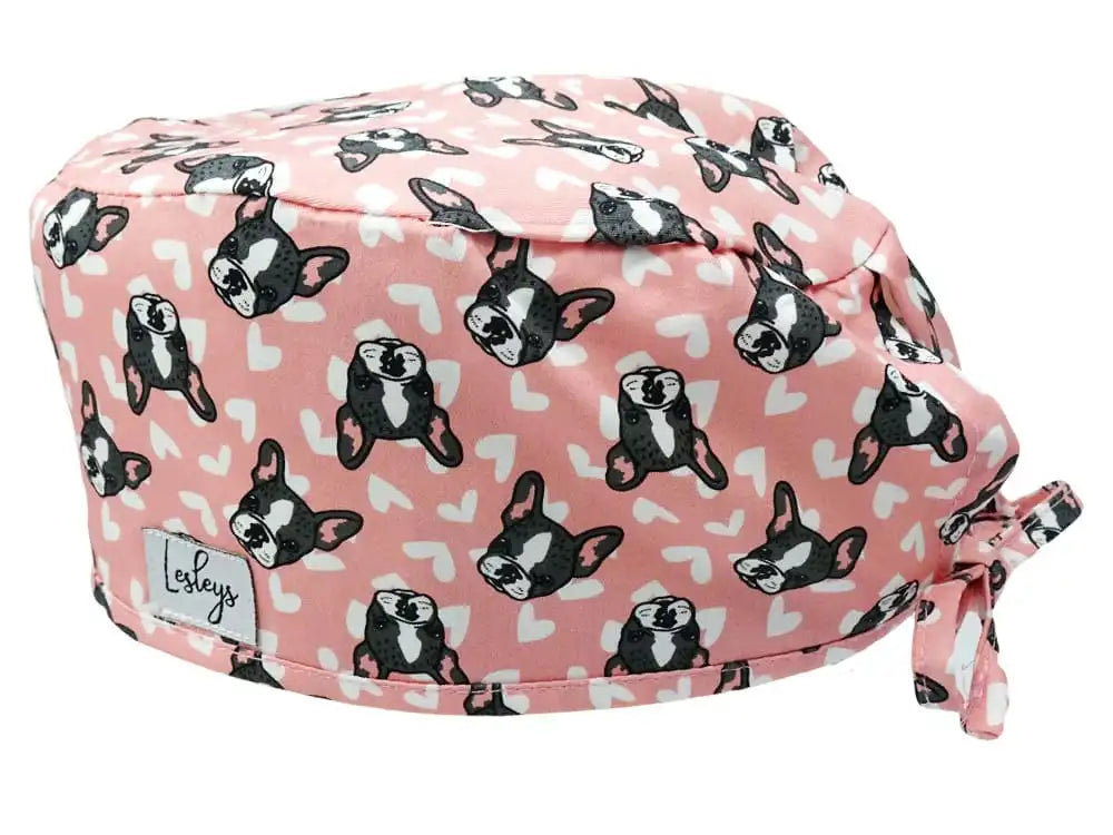 Stoff OP-Haube Pink Mops aus Baumwolle - Kurze Haare