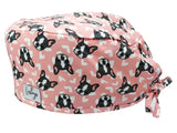 Stoff OP-Haube Pink Mops aus Baumwolle - Kurze Haare