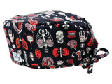 Stoff OP-Haube aus Baumwolle Anatomie. Auch für Lange Haare mit Zahnarzt Motiv