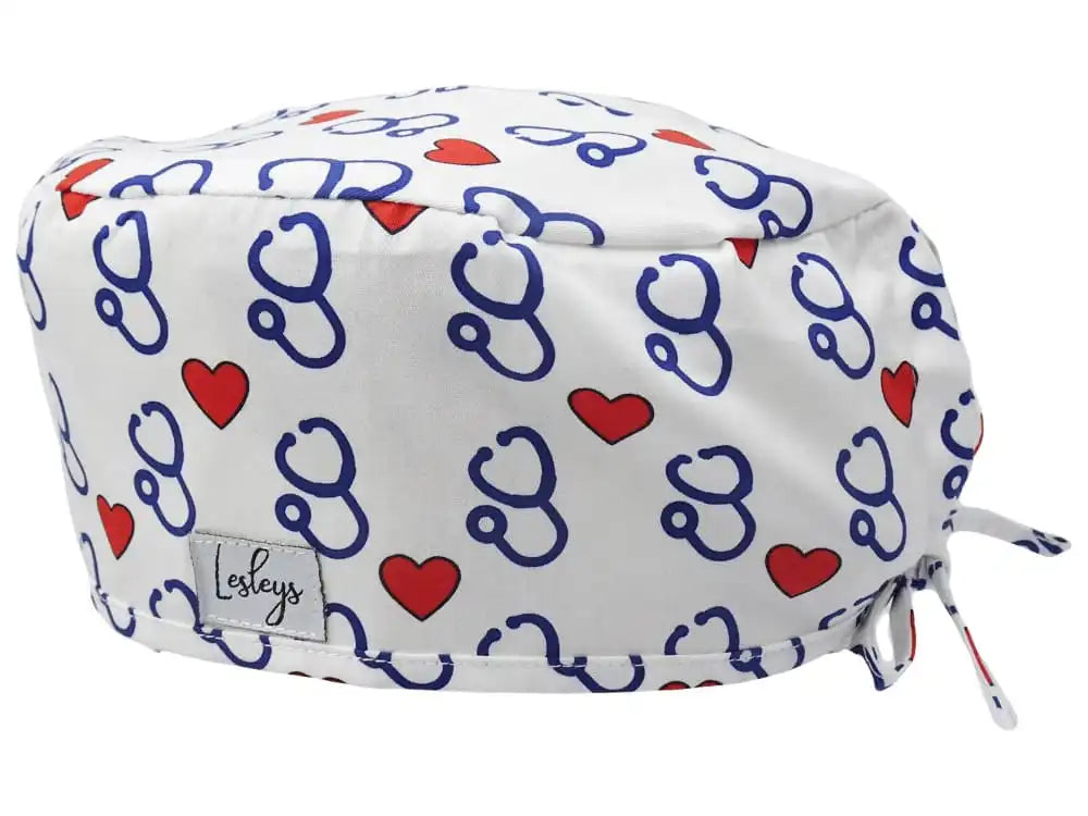 Stoff OP-Haube Stetho Love aus Baumwolle - Kurze Haare