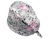Lesleys OP-Haube für lange Haare Crazy Cats - Stoff OP-Haube aus 100% Baumwolle