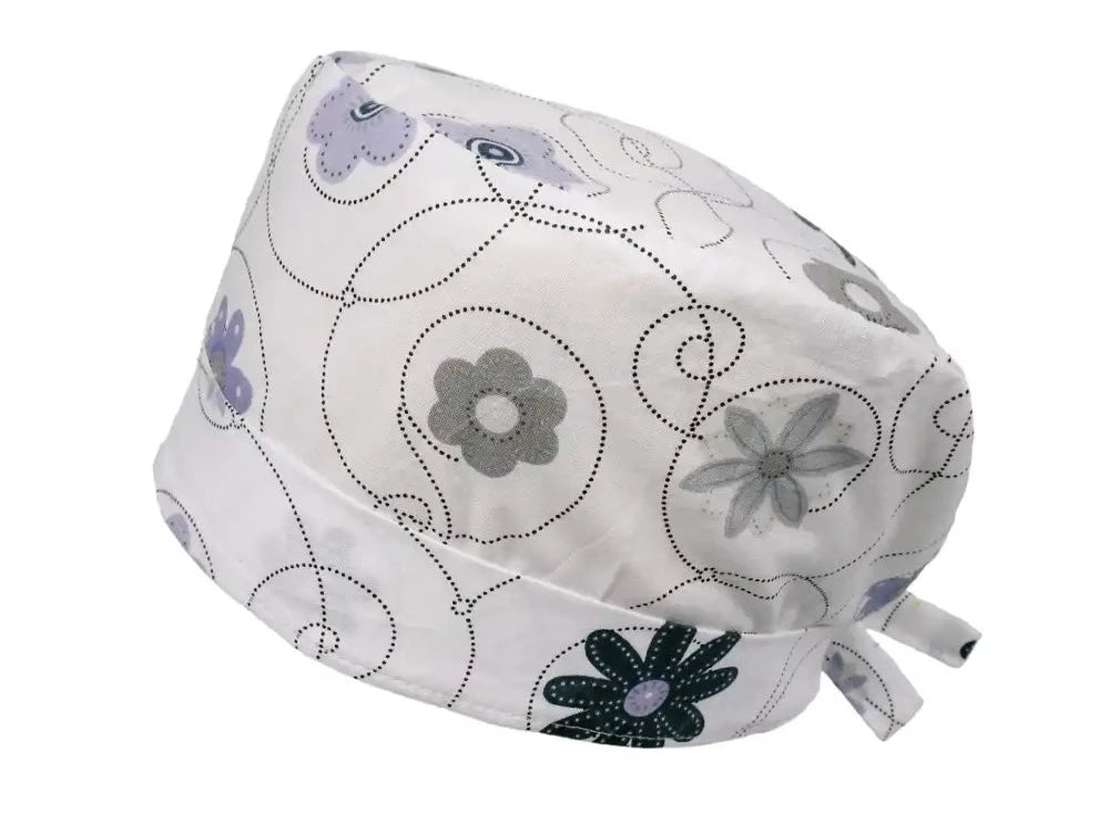 Lesleys OP-Haube für lange Haare Eisblume - Stoff OP-Haube aus 100% Baumwolle