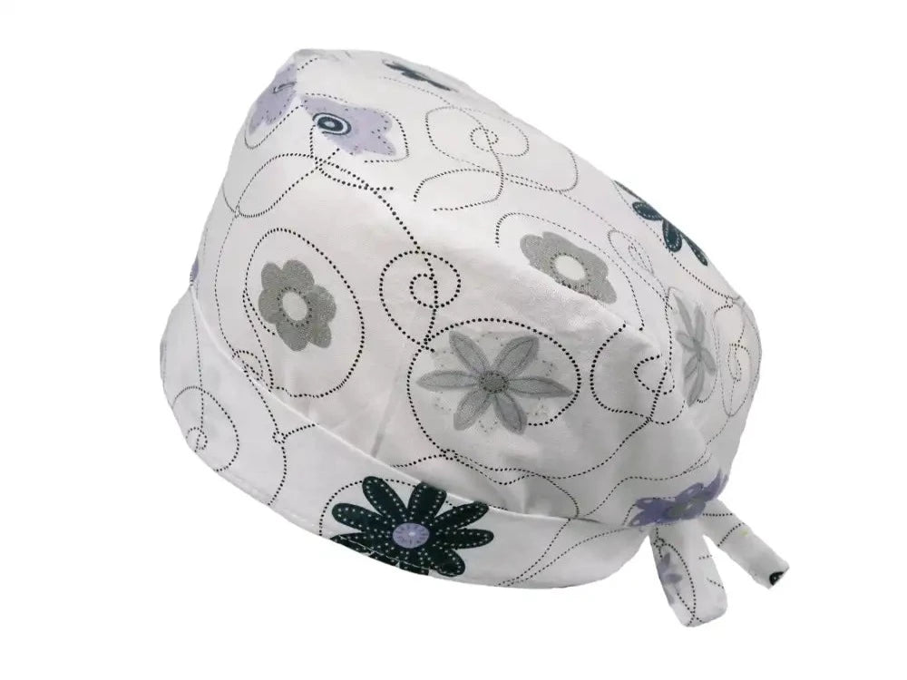 Lesleys OP-Haube für lange Haare Eisblume - Stoff OP-Haube aus 100% Baumwolle