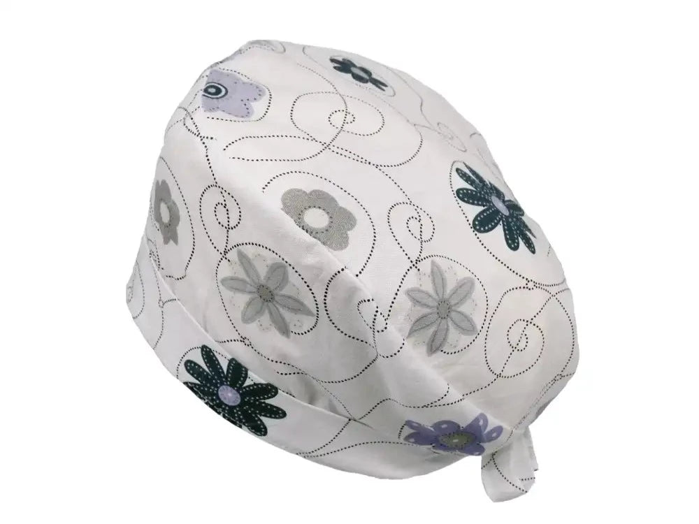Lesleys OP-Haube für lange Haare Eisblume - Stoff OP-Haube aus 100% Baumwolle
