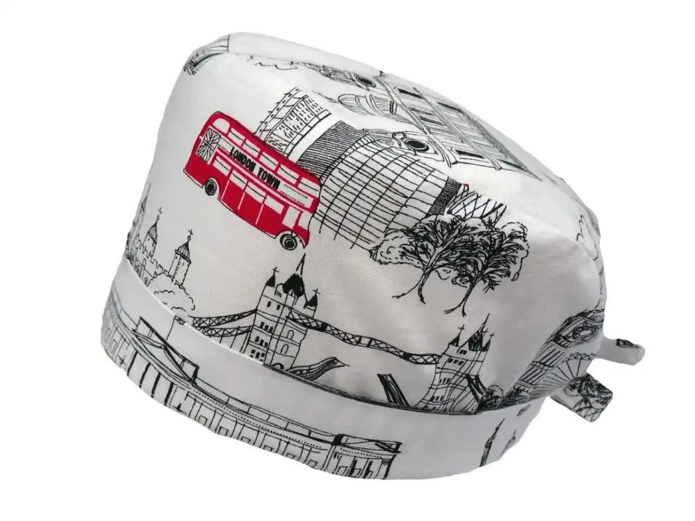 Lesleys OP-Haube für lange Haare London - Stoff OP-Haube aus 100% Baumwolle