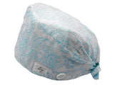 Bandana Stoff OP-Haube Paisley Hellblau für kurze Haare aus Baumwolle - Lesleys
