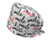 Lesleys OP-Haube für lange Haare Smile - Stoff OP-Haube aus 100% Baumwolle