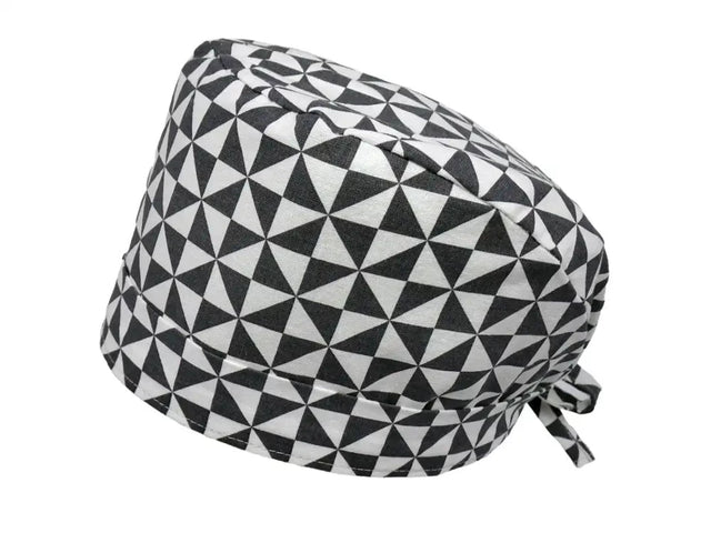 Lesleys OP-Haube für lange Haare Triangle Grau - Stoff OP-Haube aus 100% Baumwolle