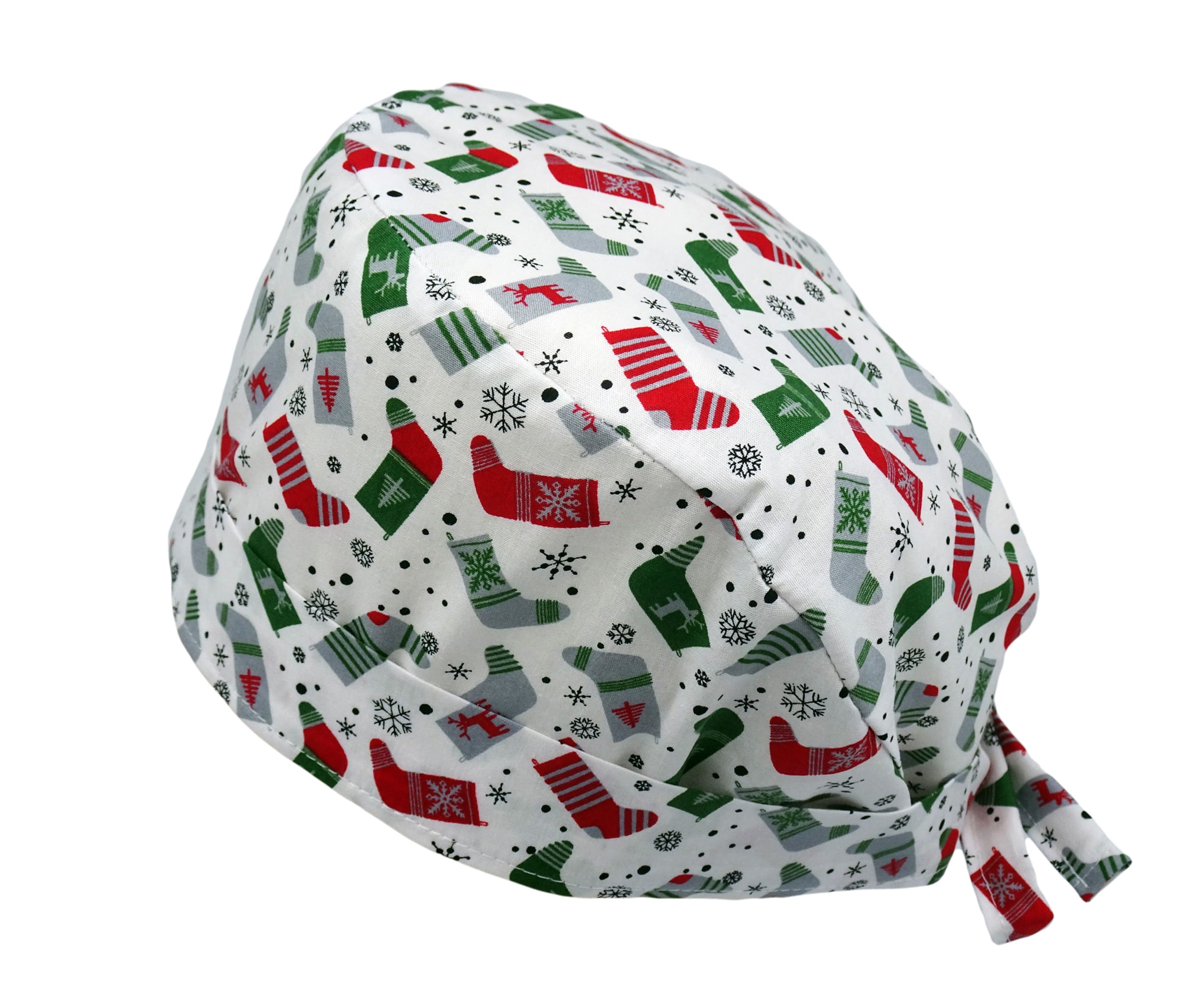 Lesleys OP-Haube für lange Haare Weihnachtsstrümpfe - Stoff OP-Haube aus 100% Baumwolle