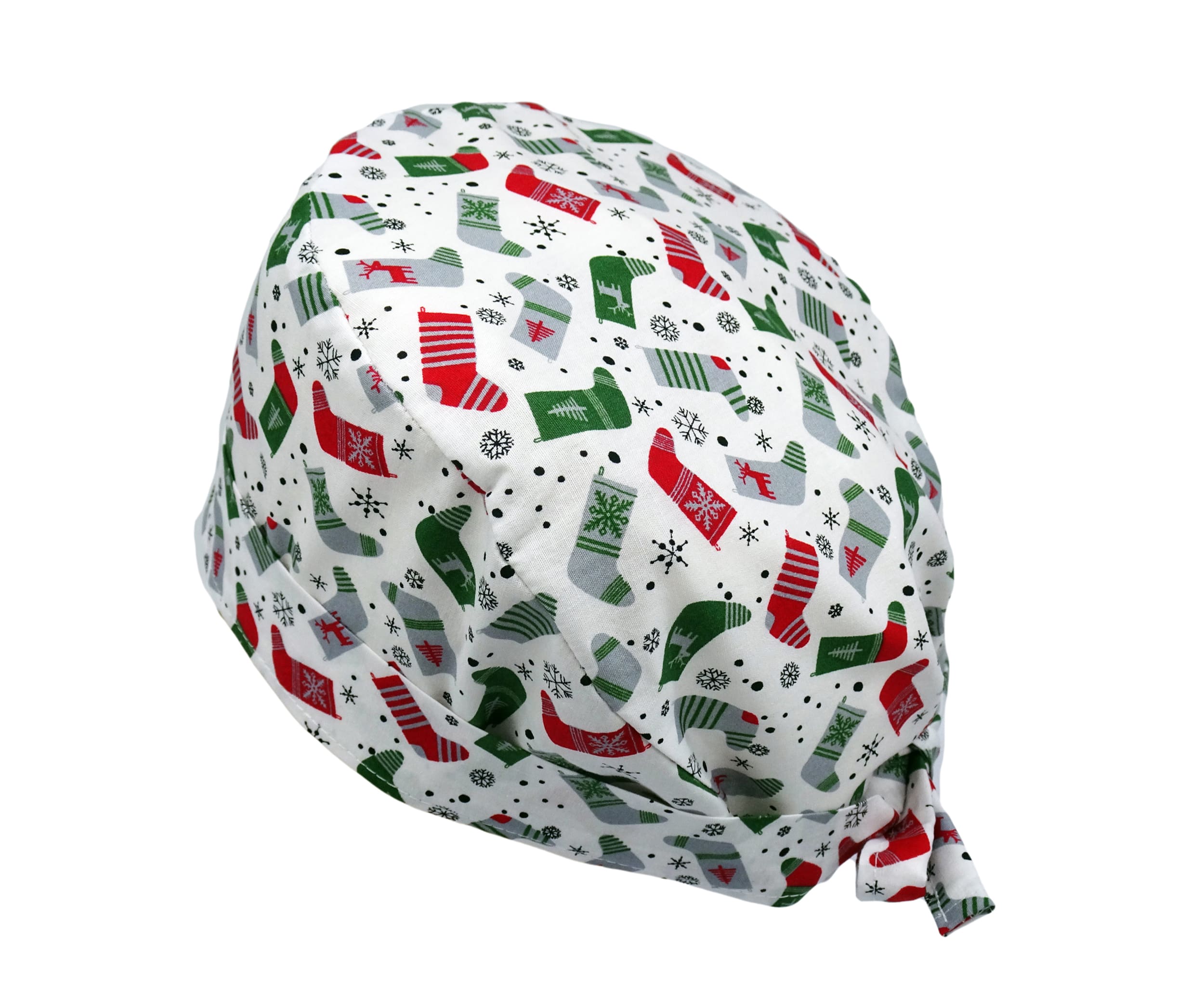 Lesleys OP-Haube für lange Haare Weihnachtsstrümpfe - Stoff OP-Haube aus 100% Baumwolle
